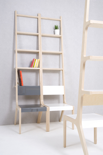 书架椅子二合一的创意家具 图二